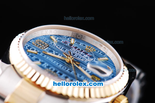 Rolex Datejust New Model Oyster Perpetual Automatic Two Tone with Gold Bezel and Blue Dial - Click Image to Close
